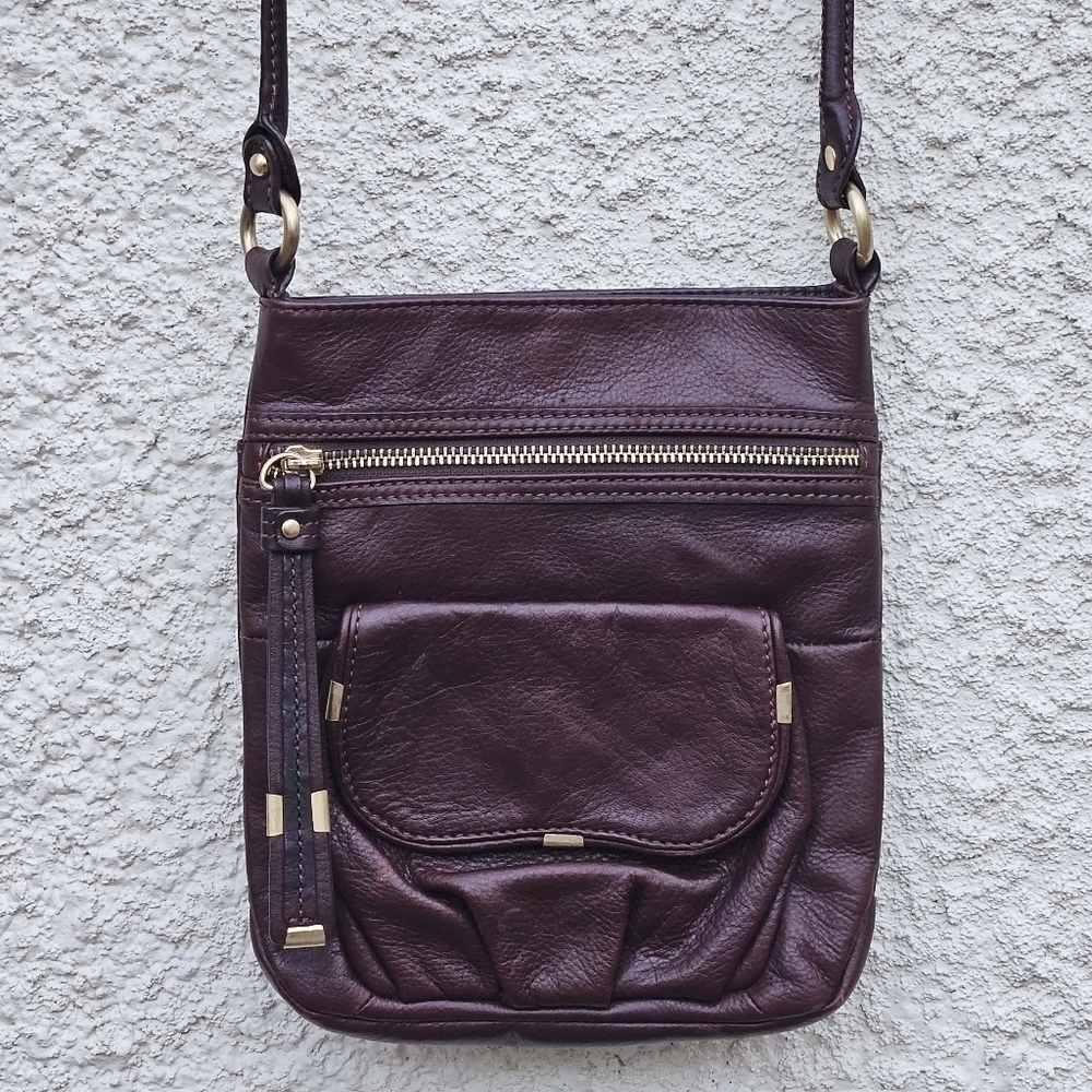 b makowsky brown leather small crossbody bag